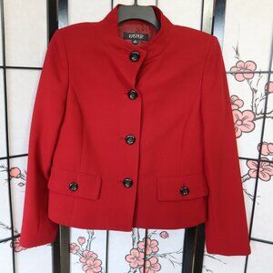 Kasper Red Burgandy Mock Neck Button-Up Blazer Size 12